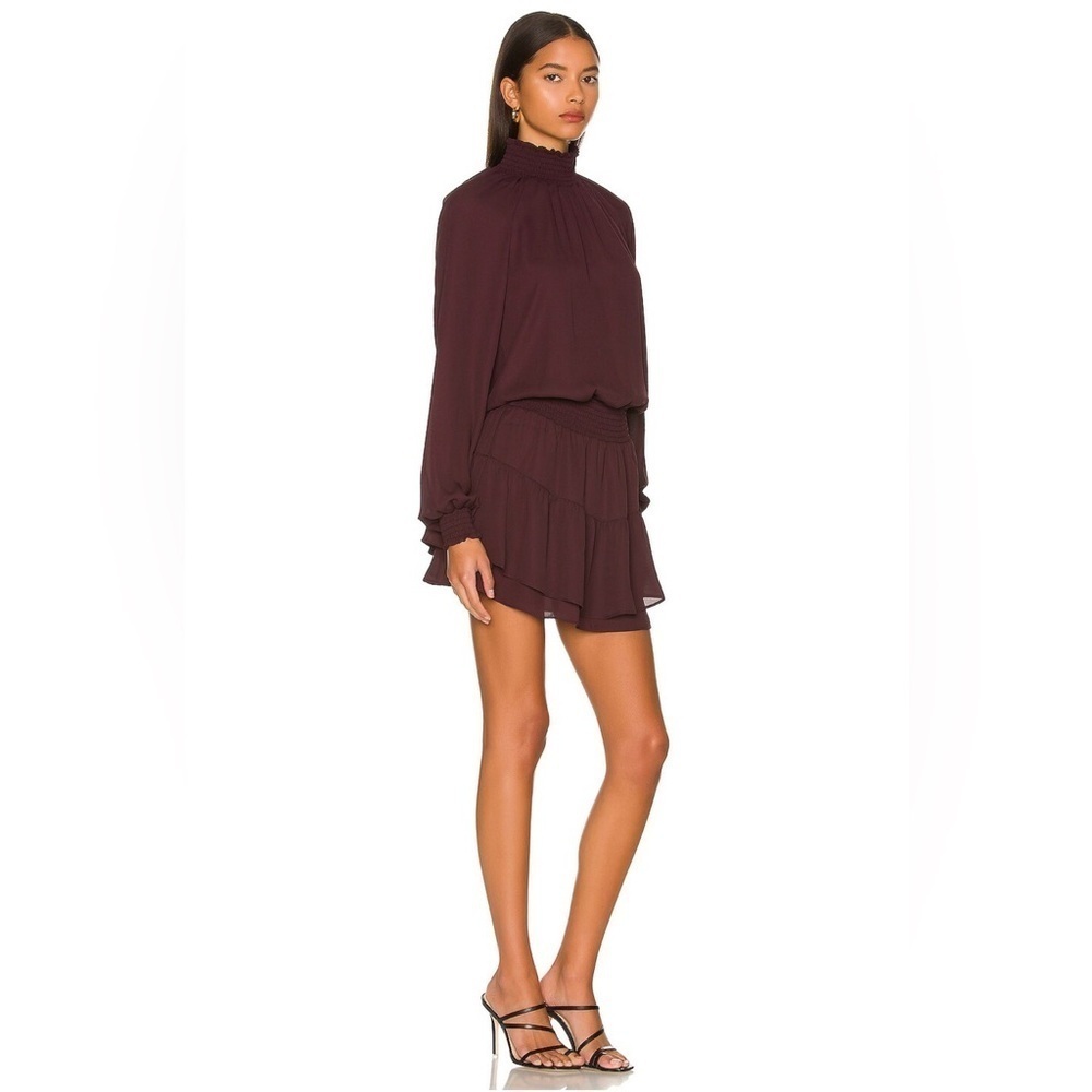 Kris Smocked Turtleneck Dress in Burnt/Wine Size M